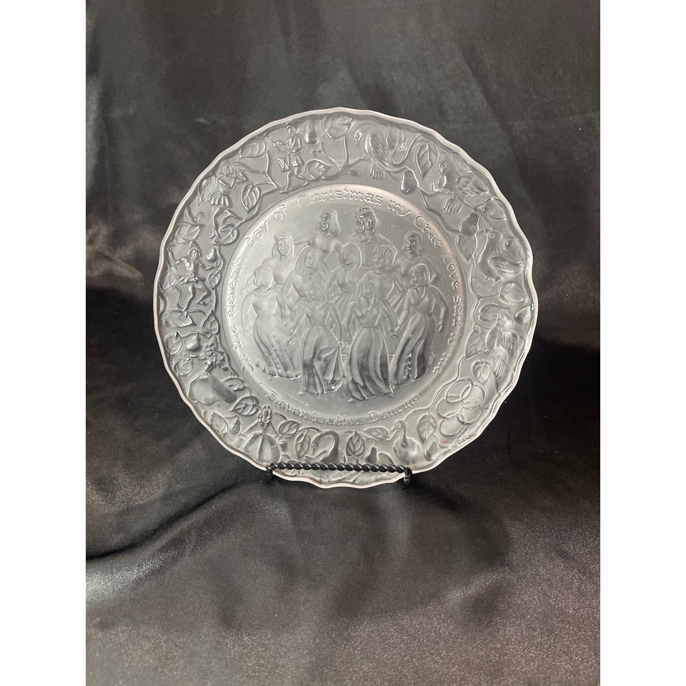 Imperial Glass 1980 Twelve Days of Christmas Eleven Ladies Dancing Plate Clear